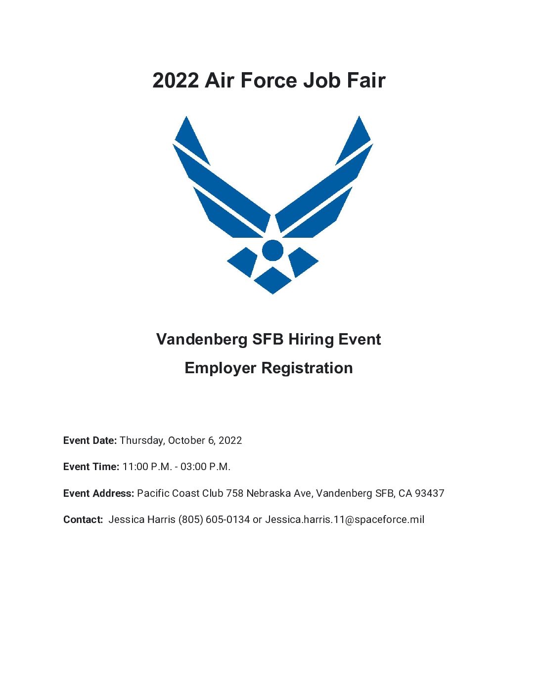 2022 Air Force Job Fair – Vandenberg SFB Hiring Event